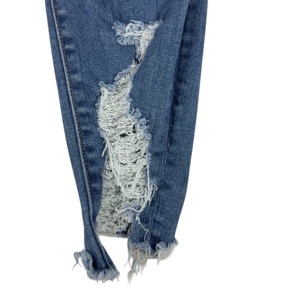 American Eagle High Rise Jeggings Super Stretch Destroyed‎ Medium Wash Size 4R - Picture 3 of 12
